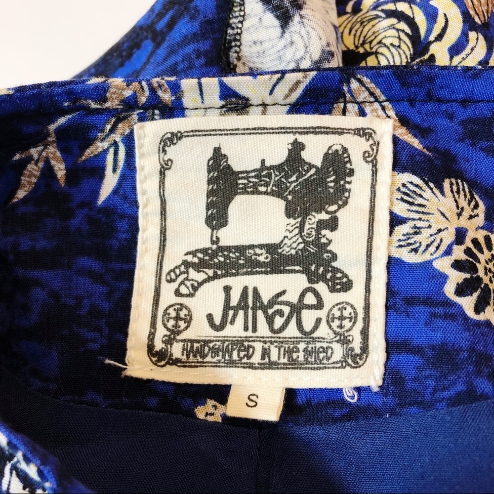 Jaase Boho Floral Cropped Blue Black Zipper Jacket - Picture 7 of 7